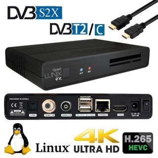 Qviart Lunix 4K UHD 2160p H265 E2 Linux Combo DVB-S2X/C/T2 Multistream Receiver