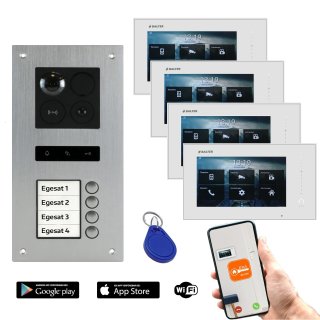 BALTER ERA Silber RFID 2-Draht BUS IP 7&quot; WiFi Video T&uuml;rstation iOS Android App f&uuml;r 4 Teilnehmer